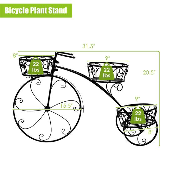 Costway Tricycle Plant Stand Flowerpot Cart Holder Parisian Style Displaying